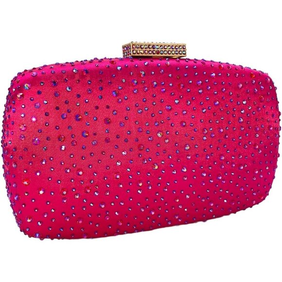🆕 Women Pink Crystal Clutch Purses Evening Wedding Party Bridal Rhinestone Bags - Picture 5 of 9